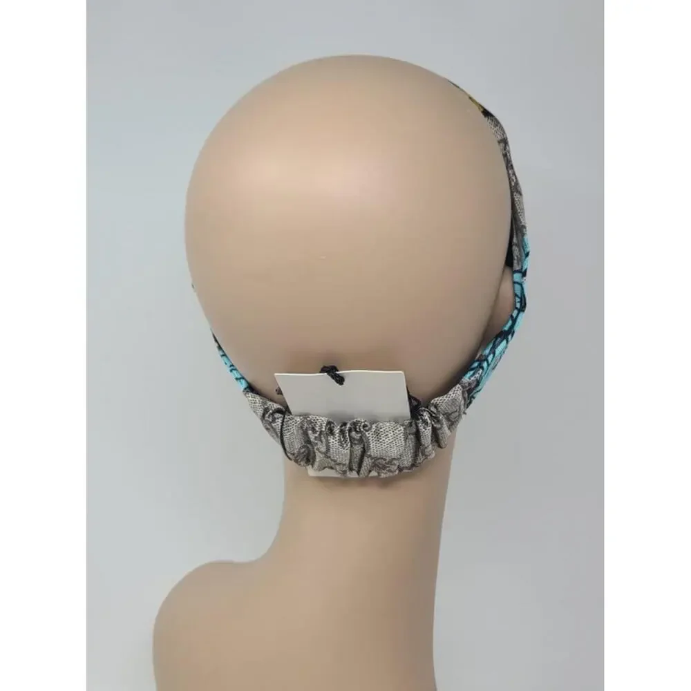Gucci Beige blue supreme GG Monogram silk headband M sz - Picture 6 of 7